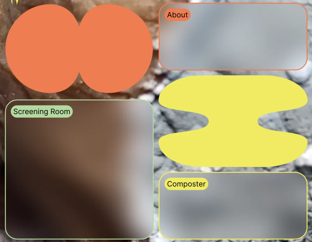 interface of rotten tv website. large blurred buttons with orange green and yellow accents