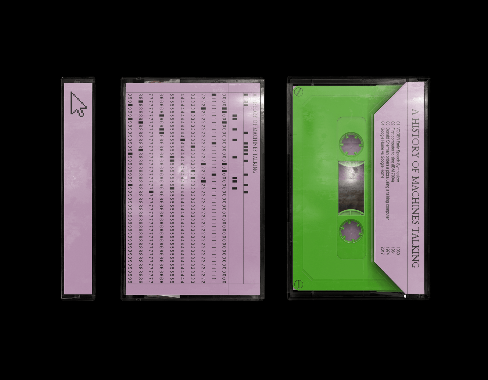 three sides of a lilac cassette case